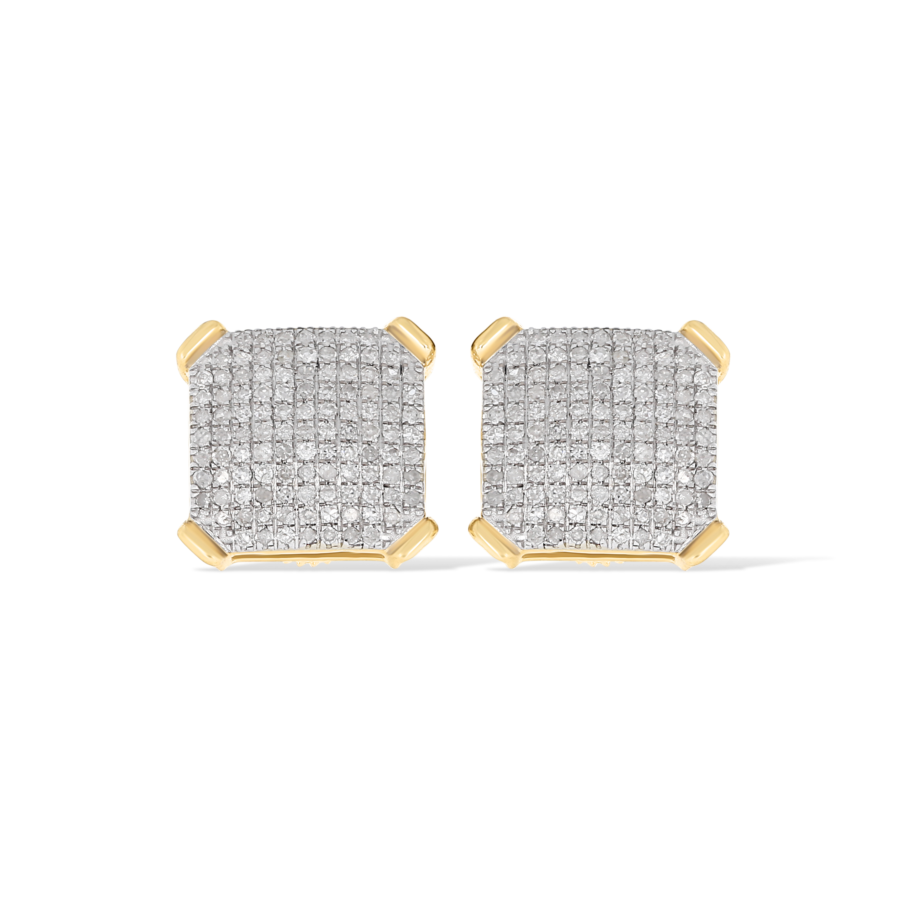 Square Pillow Diamond Earrings 0.50 ct. 10k Yellow Gold